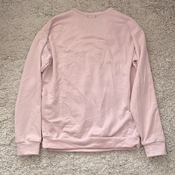 Rue 21 Blush Pink Varsity Lace Detail Pullover Sweatshirt, size M - Picture 5 of 5